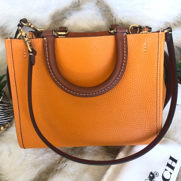 Authentic Brand New Coach Rogue 25 C5575 In Colorblock Brass/Papaya Multi - Picture 12 of 15